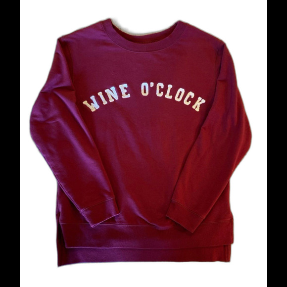 Tops - Green tree Womens Sweatshirt Burgundy Wine O’Clock Size Medium Soft! stylish